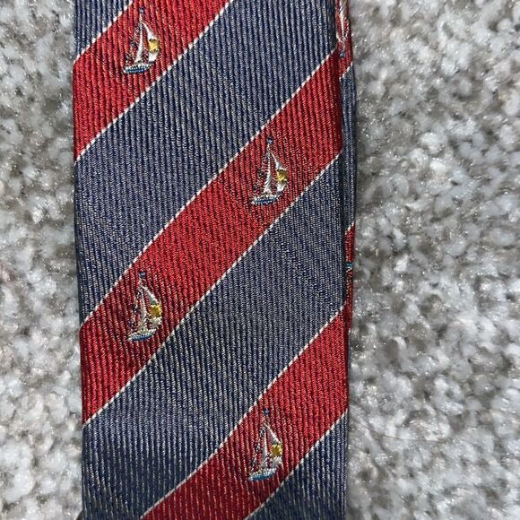 Sailboat Sailing made in Germany Mens silk  Suspenders Leather Tab Adjustable - Picture 1 of 4